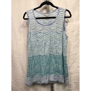 Chicos  US Size XL Chevron Knit Sleeveless Tank Top Blue Green Ombre